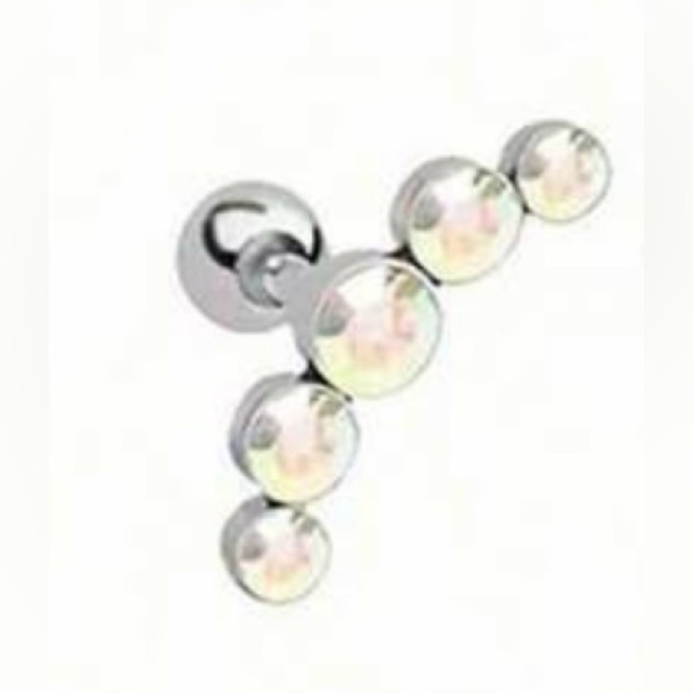 1Pc Iridescent CZ 16g- Surgical Stainless Cartilage/ Helix/Tragus Stud NWT - Picture 4 of 13